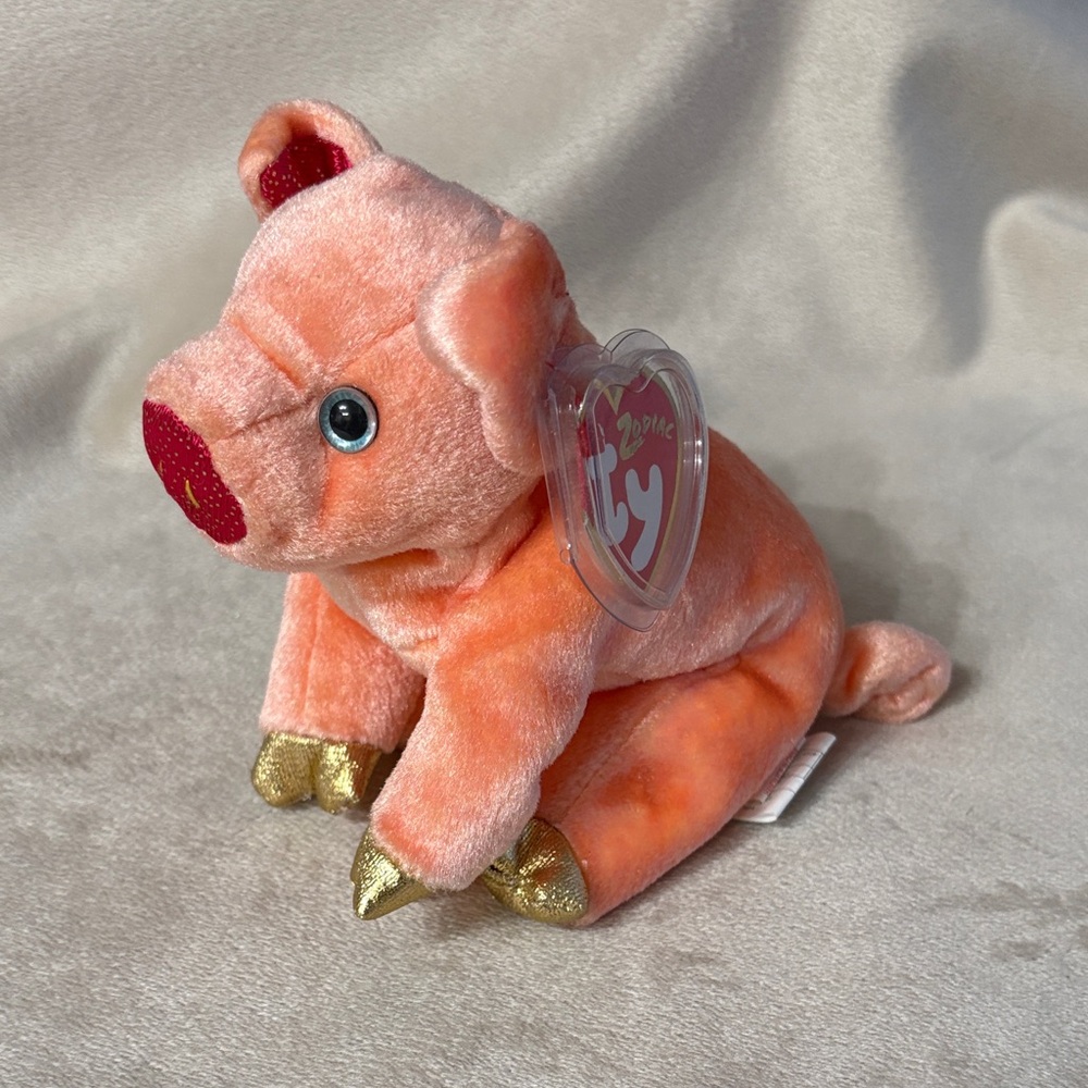 Ty Plush Zodiac Pig with Orange and Gold Accents